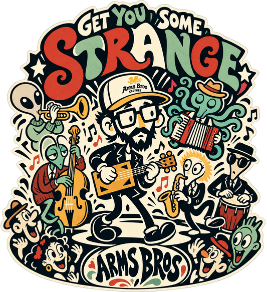 Strange Arms Bros cartoon band artwork