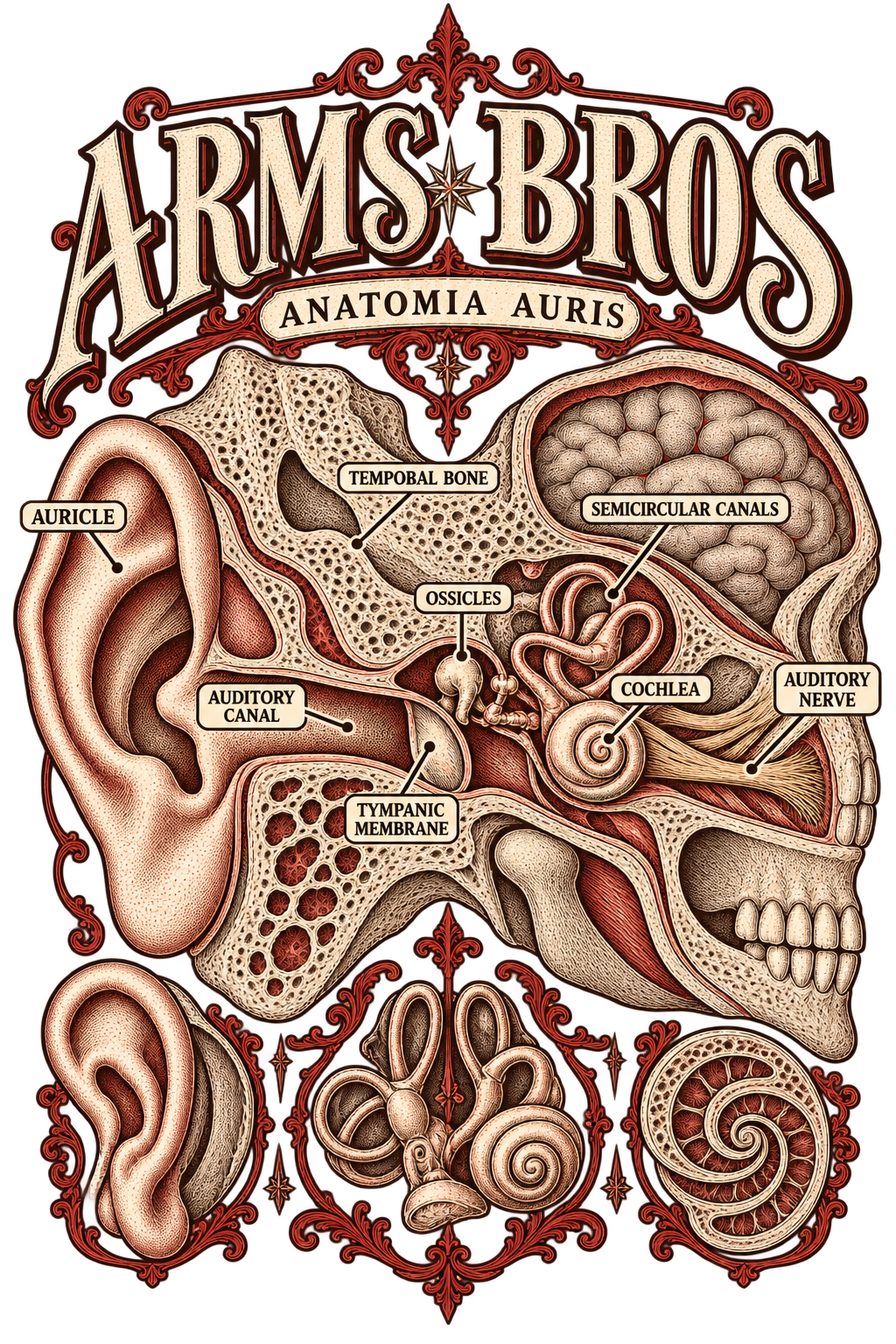 Anatomia Auris Vintage Ear Anatomy Tee