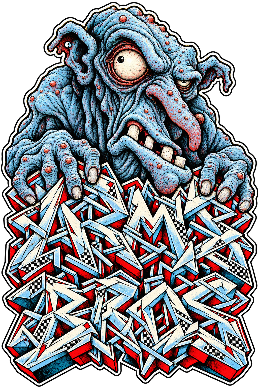 Arms Bros Blue Troll Graffiti - original artwork