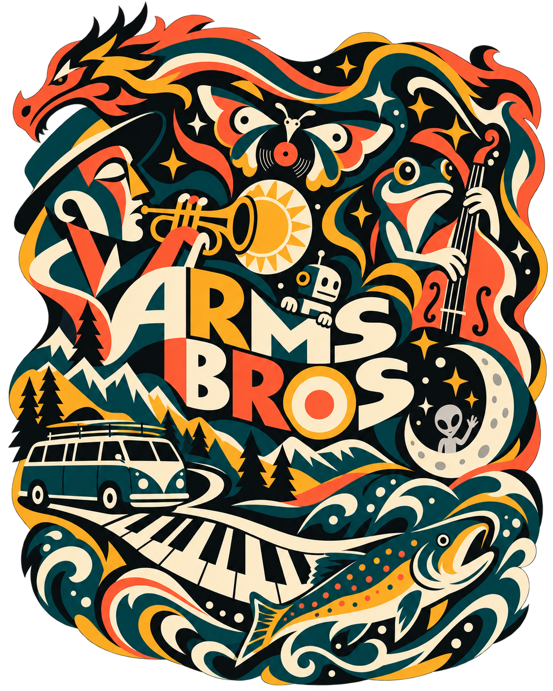 Arms Bros Psychedelic Road Trip Collage - original artwork