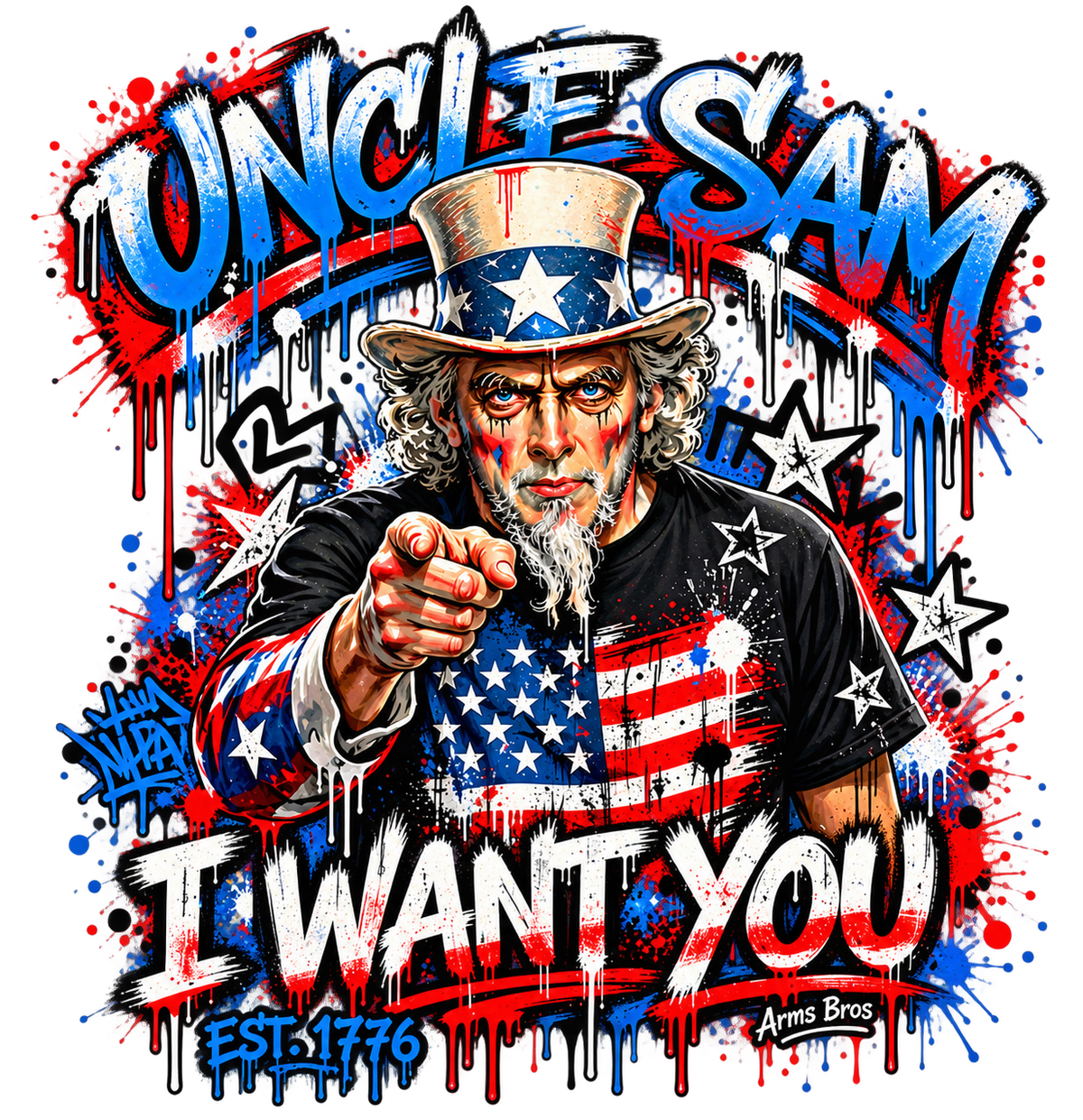 Uncle Sam Street Art Patriot Tee