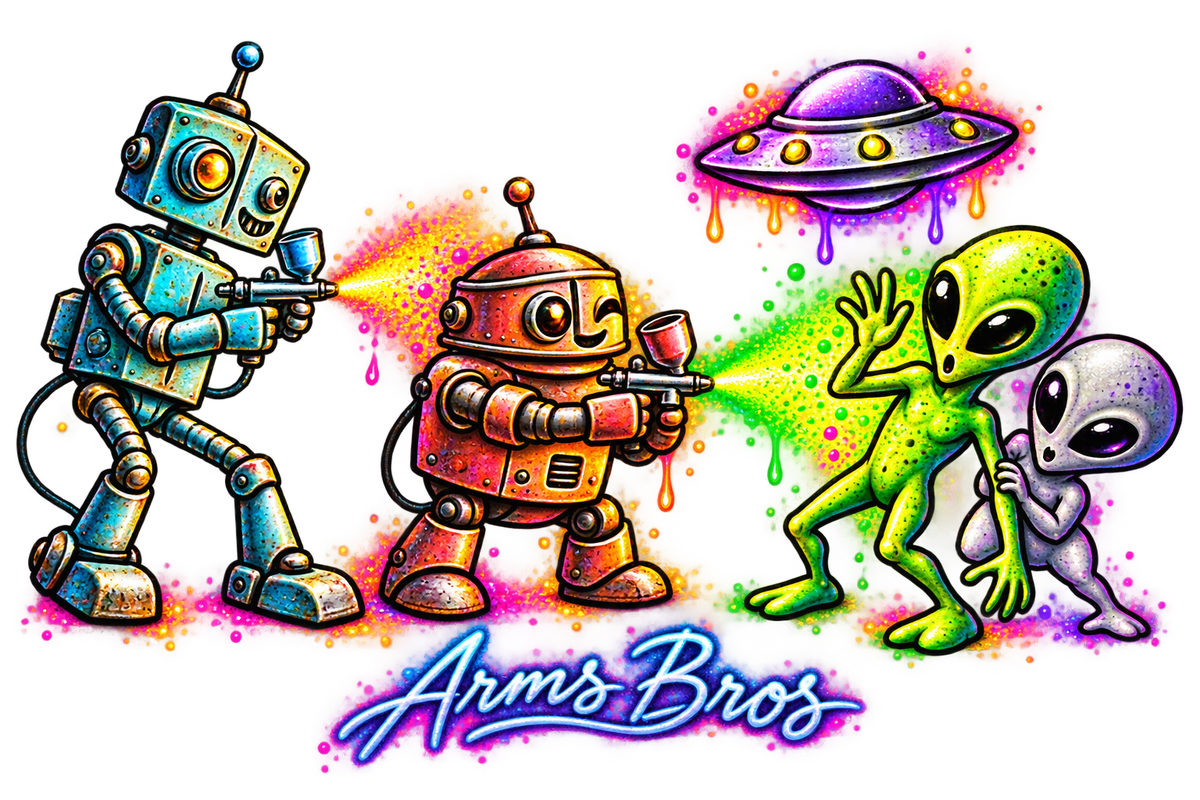 Robots vs Aliens Spray War - original artwork