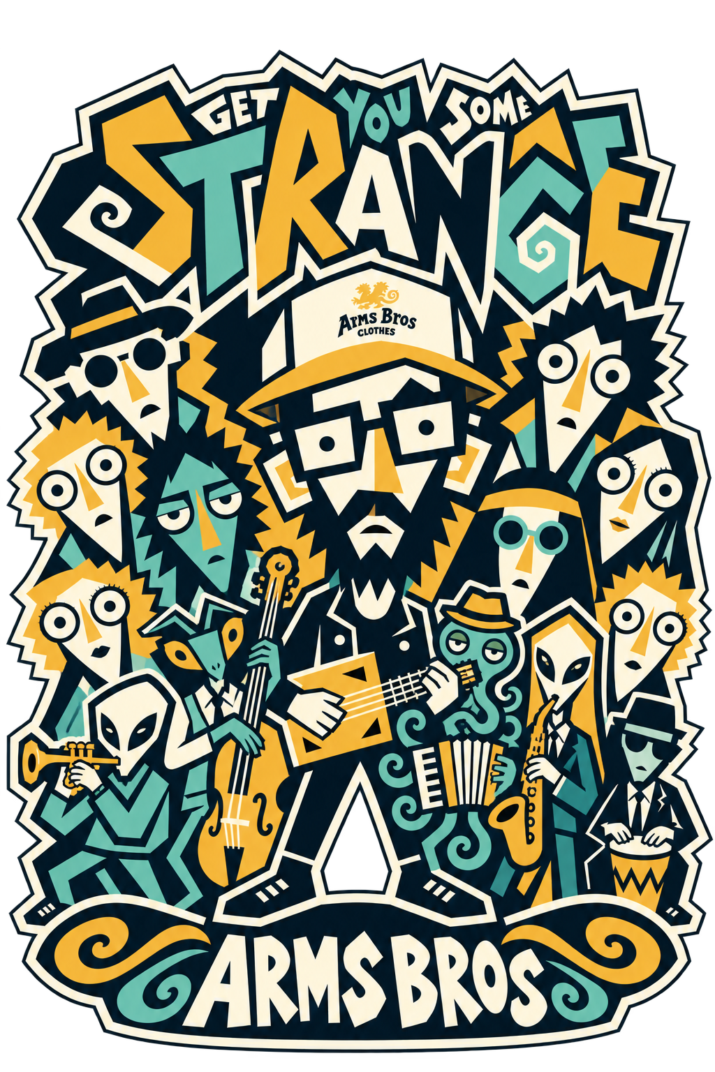 Strange Arms Bros alien band poster artwork